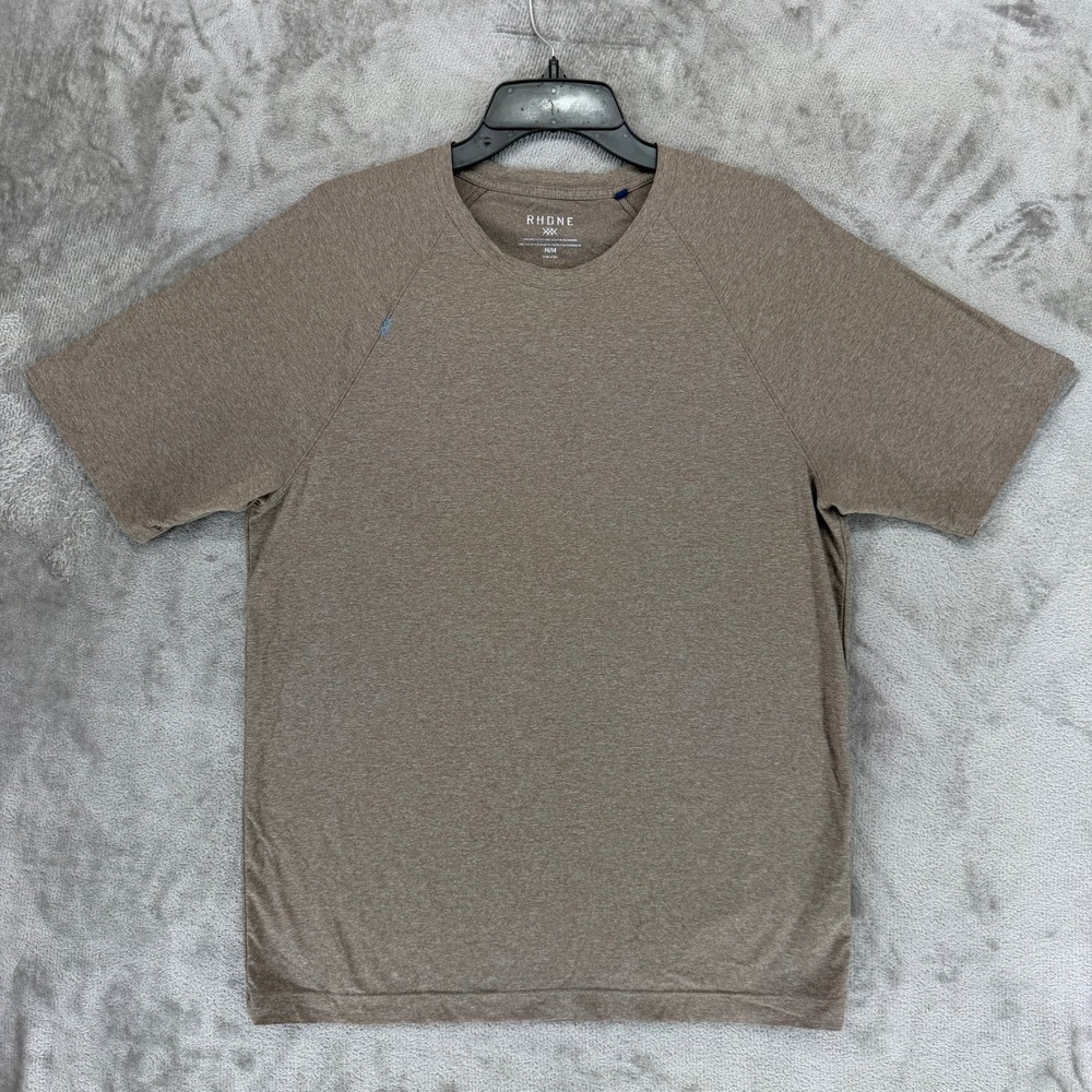 Rhone Reign Short Sleeve Shirt Mens M Brown Heathered Performance Tee 100305
